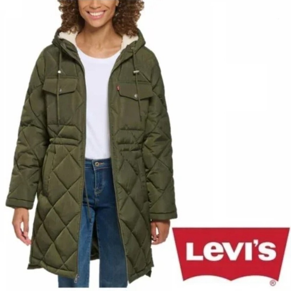 Levi's Green Hooded Puffer Coat